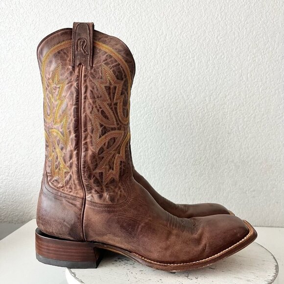 Rod Patrick Mens Cowboy Boots 13.5C Perro Loco Brown Leather Western Square Toe - Picture 2 of 12